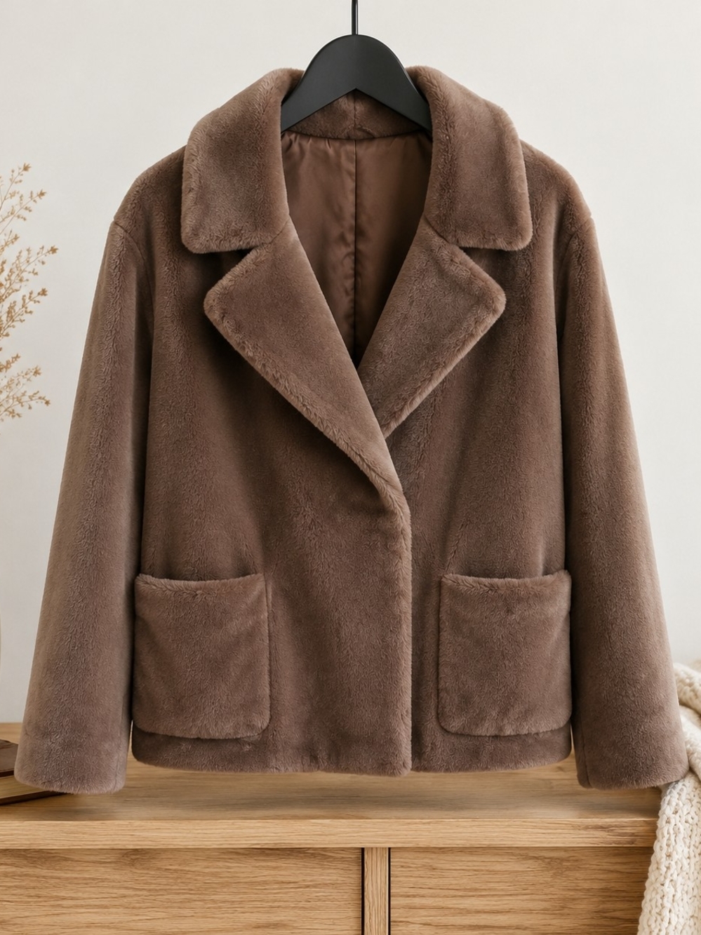 Velvet by Graham & Spencer Brown Faux Fur Teddy Jacket Coat